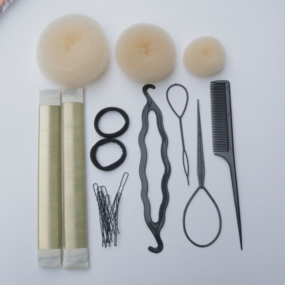 Factory direct sales hair curler suit donut ball hair accessories headwear snap ring flower bud simple braids