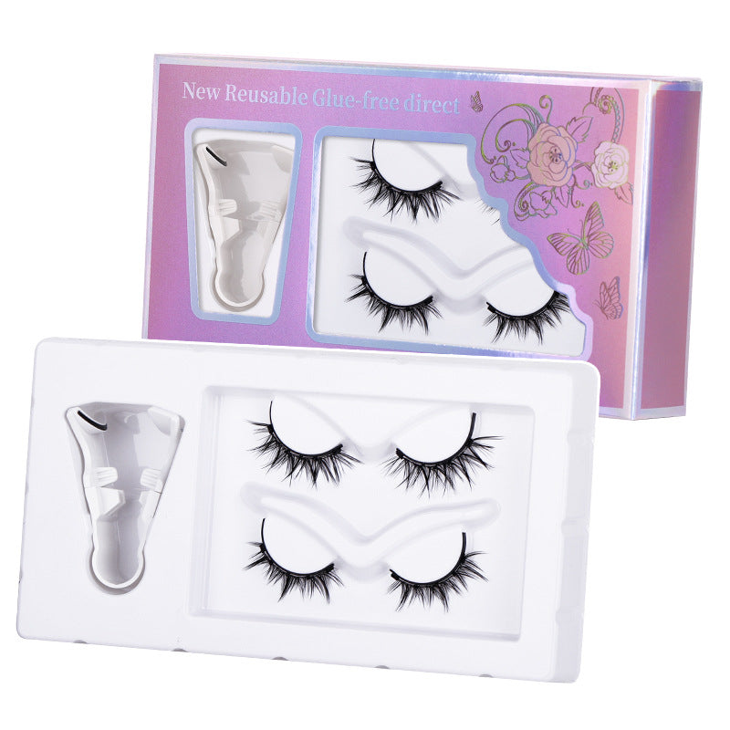 New magnetic eyelashes, 2 pairs, five-magnet design, european & american style, thick & natural, glue-free, lightweight, hot-melt false eyelashes for the outer corner