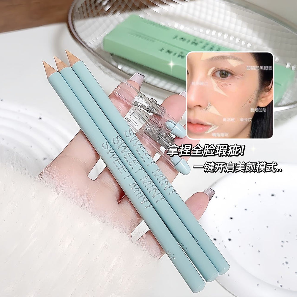 Sweet mint dual-action concealer pen - covers tear troughs, nasolabial folds, dark circles, blemishes, acne marks, and spots - face spot concealer pen