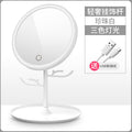 Led lighted makeup mirror, tri-color dimming, usb rechargeable, rotatable storage, girly plastic home glass mirror