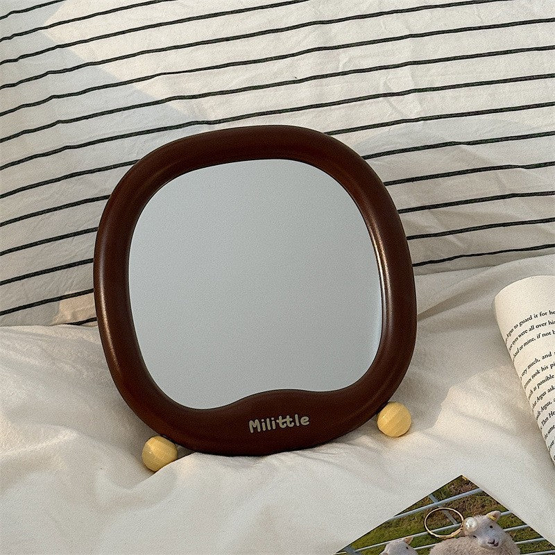 【sweet potato's pick】cosmetic mirror - portable folding makeup mirror with plastic storage, perfect for home, dorm, or office