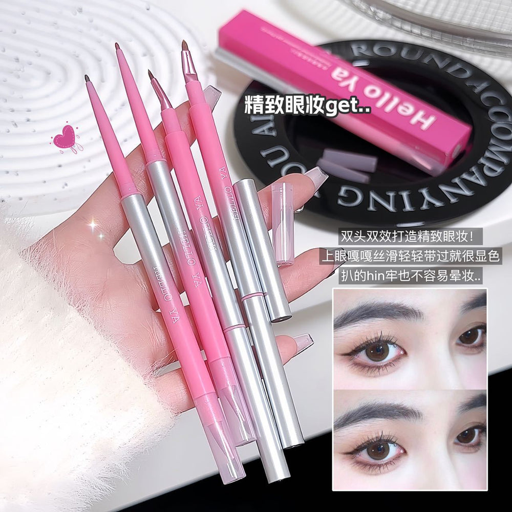 Hello ya folded angle eyeliner gel pen women's blade folded angle brush waterproof non-smudgeable double-ended eyeliner pen