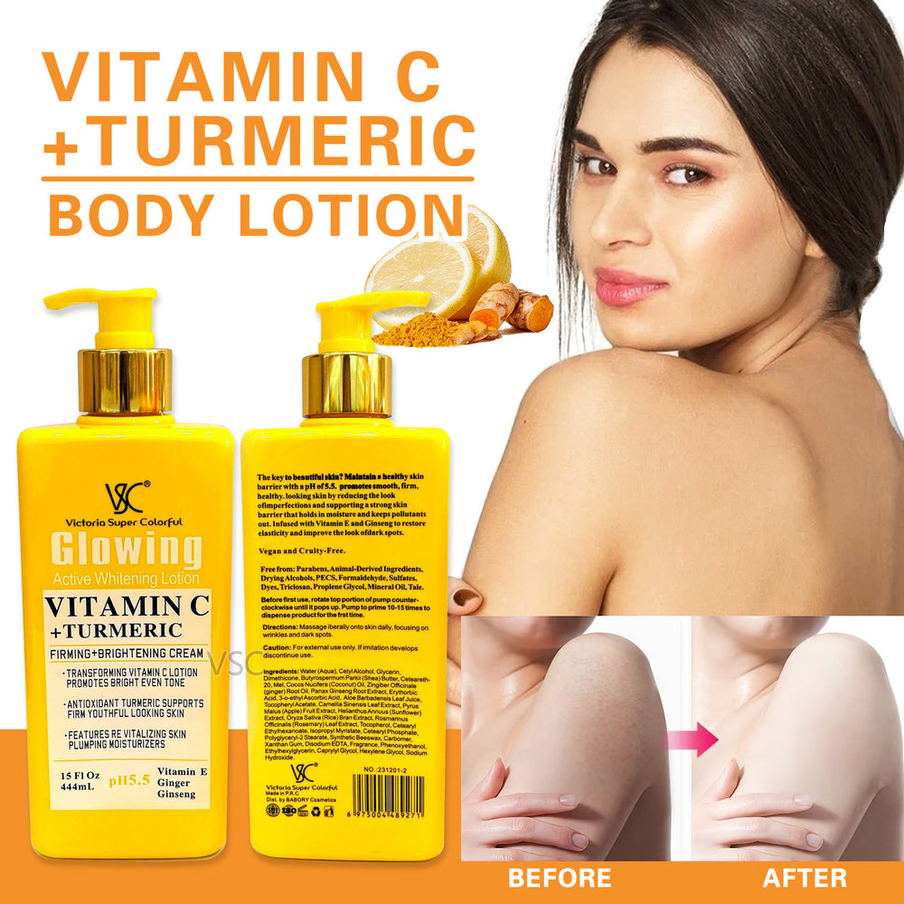 moisturizing lotion vc & turmeric body lotion skin moisturizing, translucent, blackening and firming body lotionexport