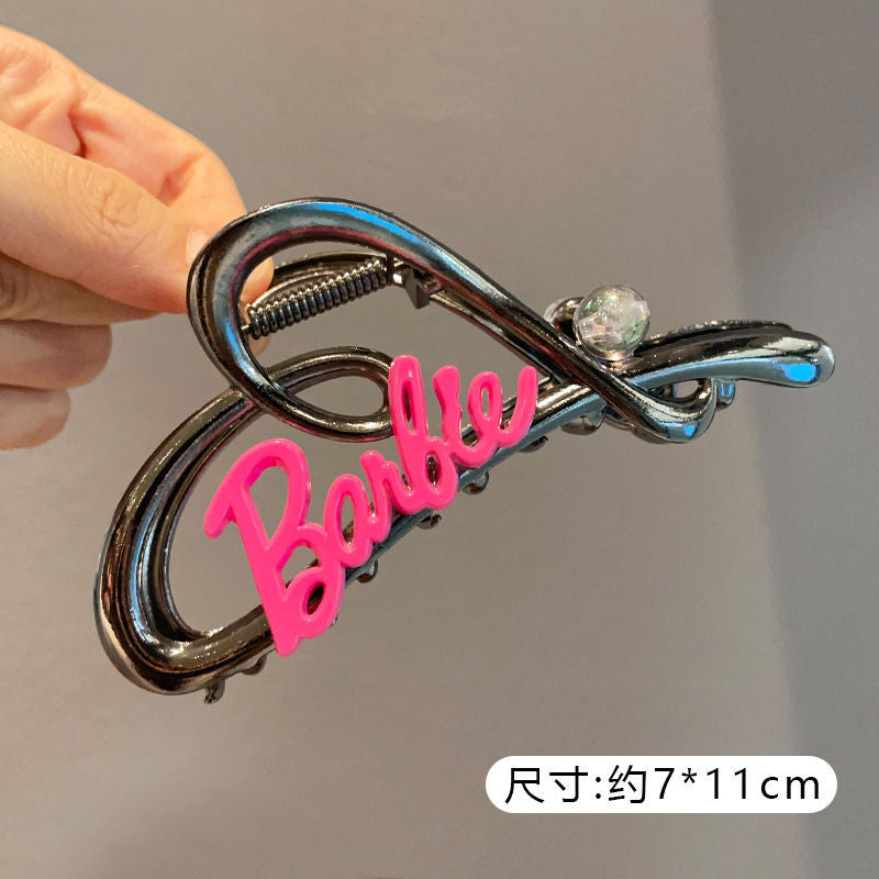 Sweet and cool barbie style ins niche heart gripper for women 2024 new style back of head hair shark clip hairpin hairpin