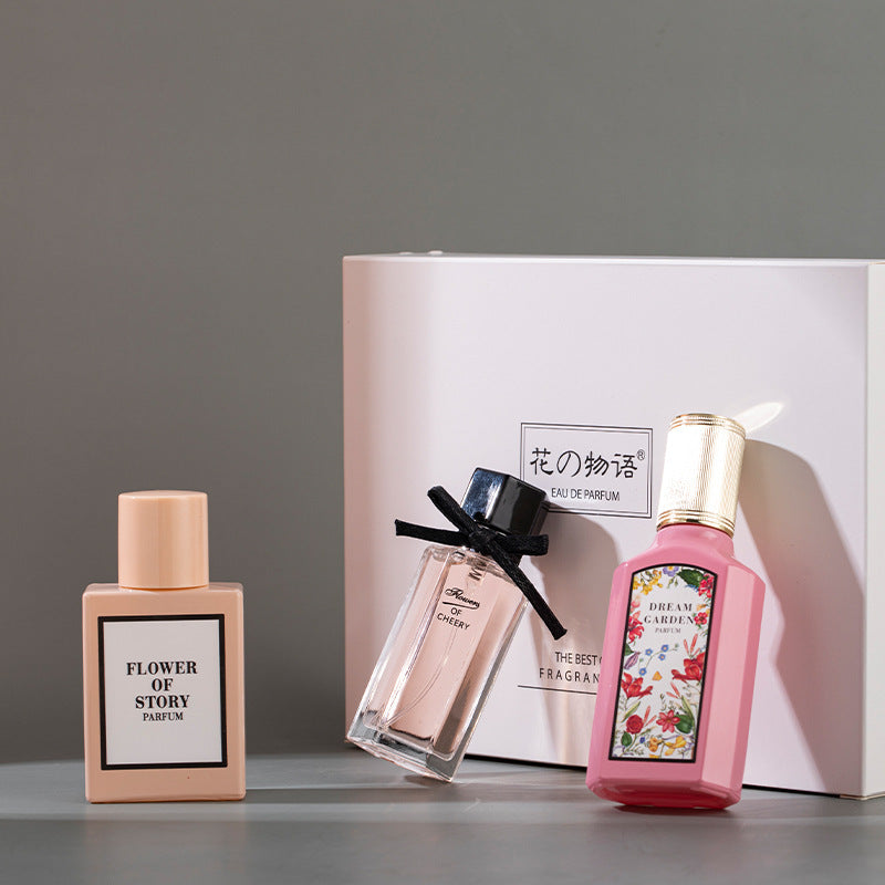 Hua yue qi meng women's orange perfume gift set - student gift three-piece set - fresh, long-lasting eau de toilette set - wholesale