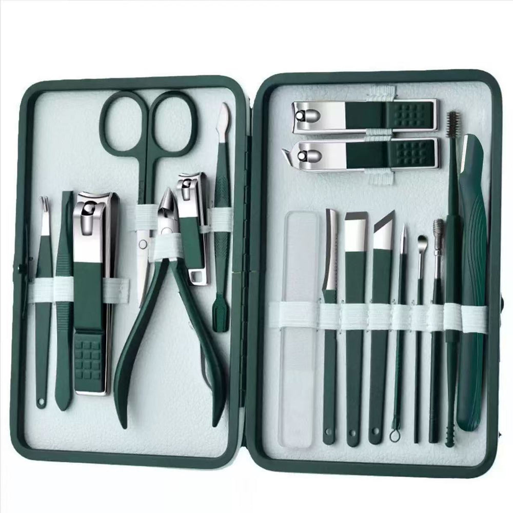 Stainless steel nail clippers, nail nippers, and nail tools - 18-piece set - home manicure kit - professional nail care