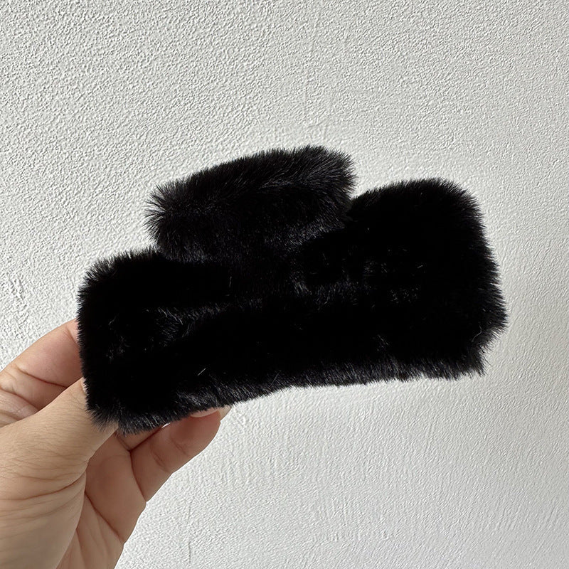 2024fall and winternew arrivalstuffed gripper square fur clip easiest for matchcute hair clip women's back head hair accessories