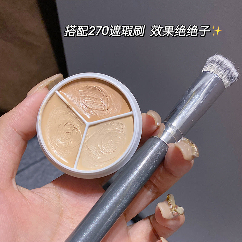 Makeup sweet mint three-color concealer to cover spots, acne marks, dark circles, non-removing makeup, powder bottom concealer palette
