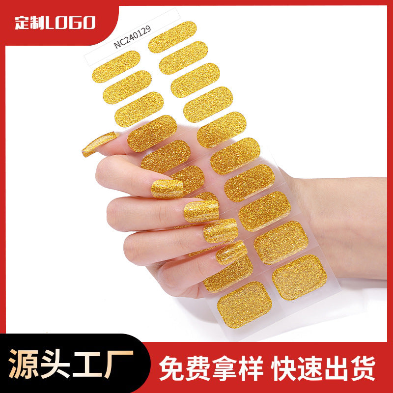 Zhengxiang personalized semi-cured semi-baked gel manicure stickers pure color onion powder korean uv second generation gel nail stickers