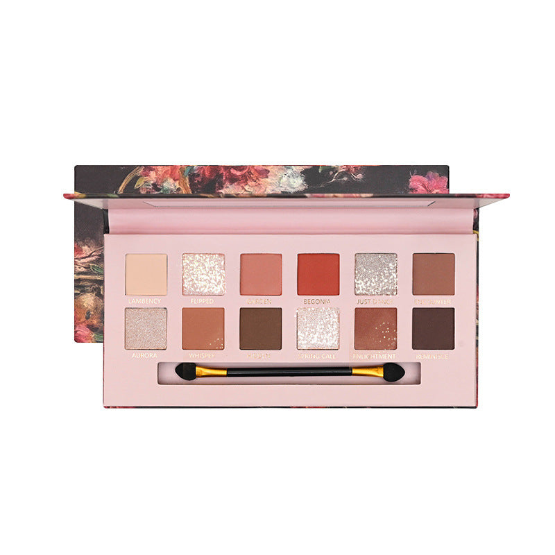 Capel twelve-color oil painting style eyeshadow palette - shimmer, matte, fine glitter, brown, low saturation earth tone eyeshadow