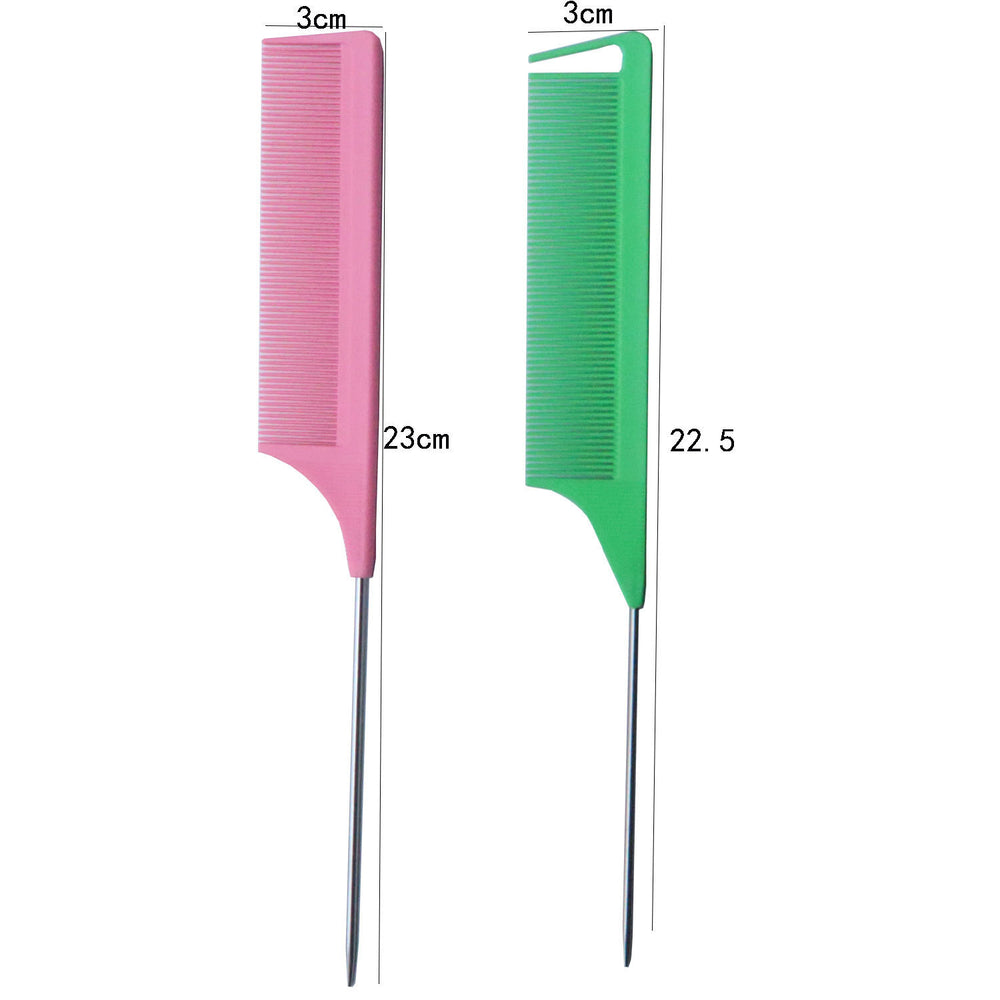 in stock steel needle comb pointed tail comb high temperature resistant highlighting hair distribution long tail comb hair cutting sectioning comb hairdressing styling comb