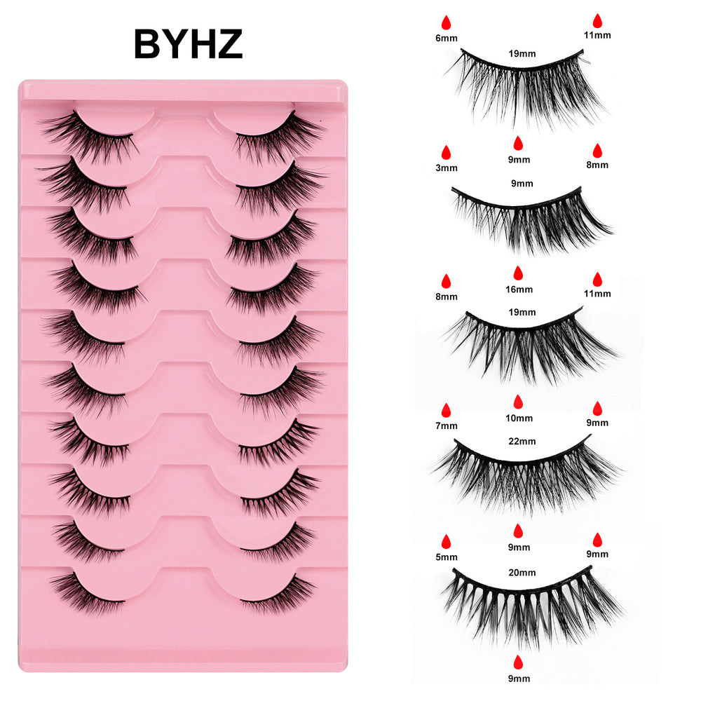 fashion style hard stem false eyelashes southeast asia 3d stereo natural half eye eyelashes flat factory wholesale