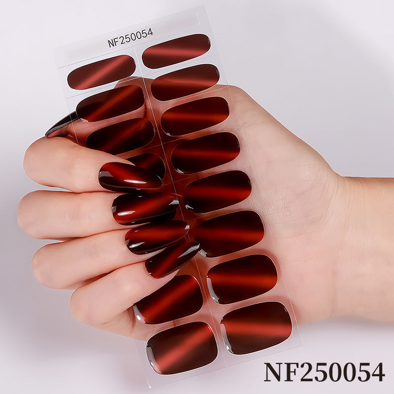 Zhengxiang european and american leopard print gel manicure stickers waterproof cross-border french semi-cured nail stickers uv gel nail