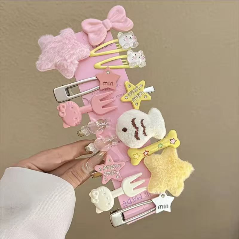 Purple hair clips - 50 piece set: cute hair clips, sweet & girly bang clips, japanese style cartoon hair accessories