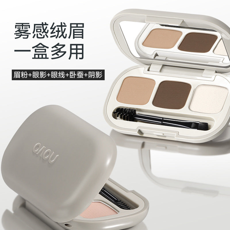 Novo monmon velvet mist three-color eyebrow powder waterproof sweat-proof long-lasting smudge-proof eyeliner & under-eye brightener 3-in-1 - beginner friendly