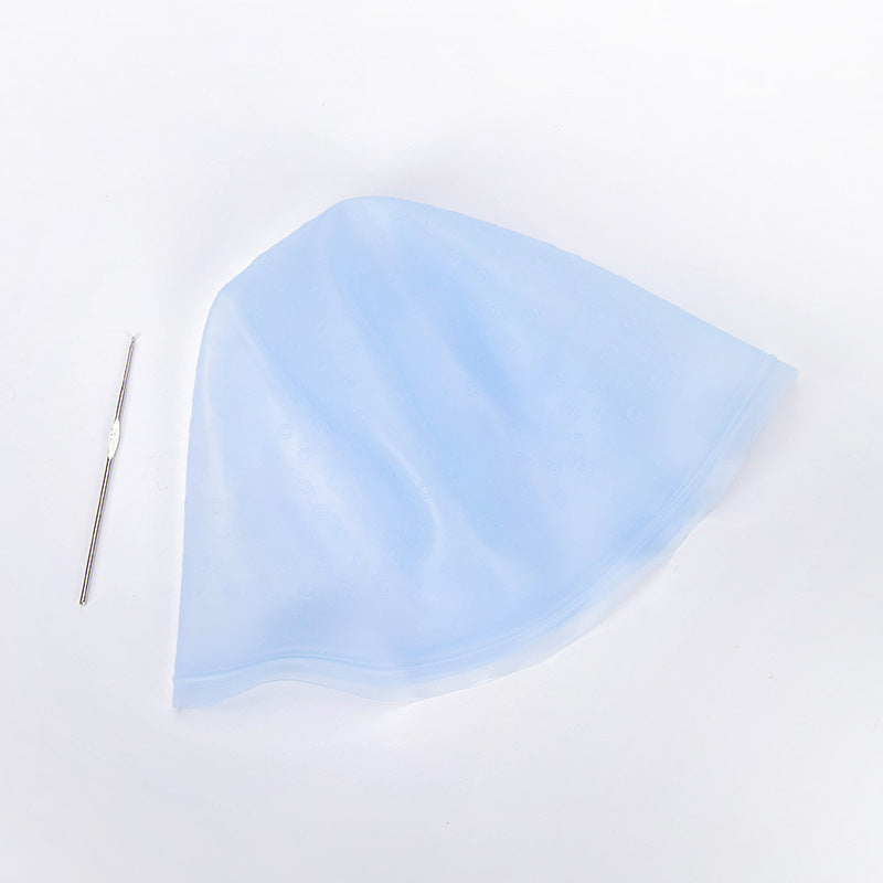 Factory direct sales silicone highlighting cap, hairdressing shop special silicone handy gadget highlighting cap with dyeing needle hair dyeing tool