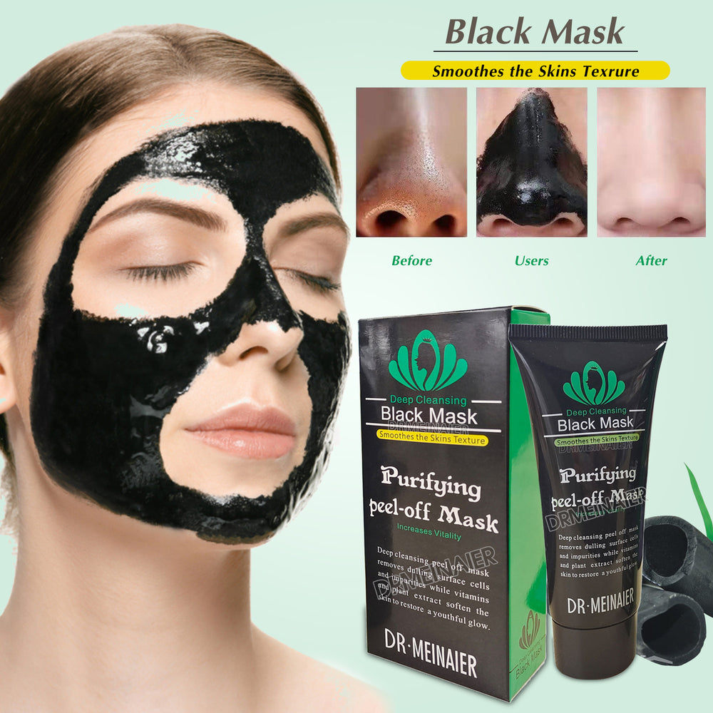 menair (english version) black bamboo charcoal blackhead remover peel-off mask peel-off mineral mud nose mask 60ml