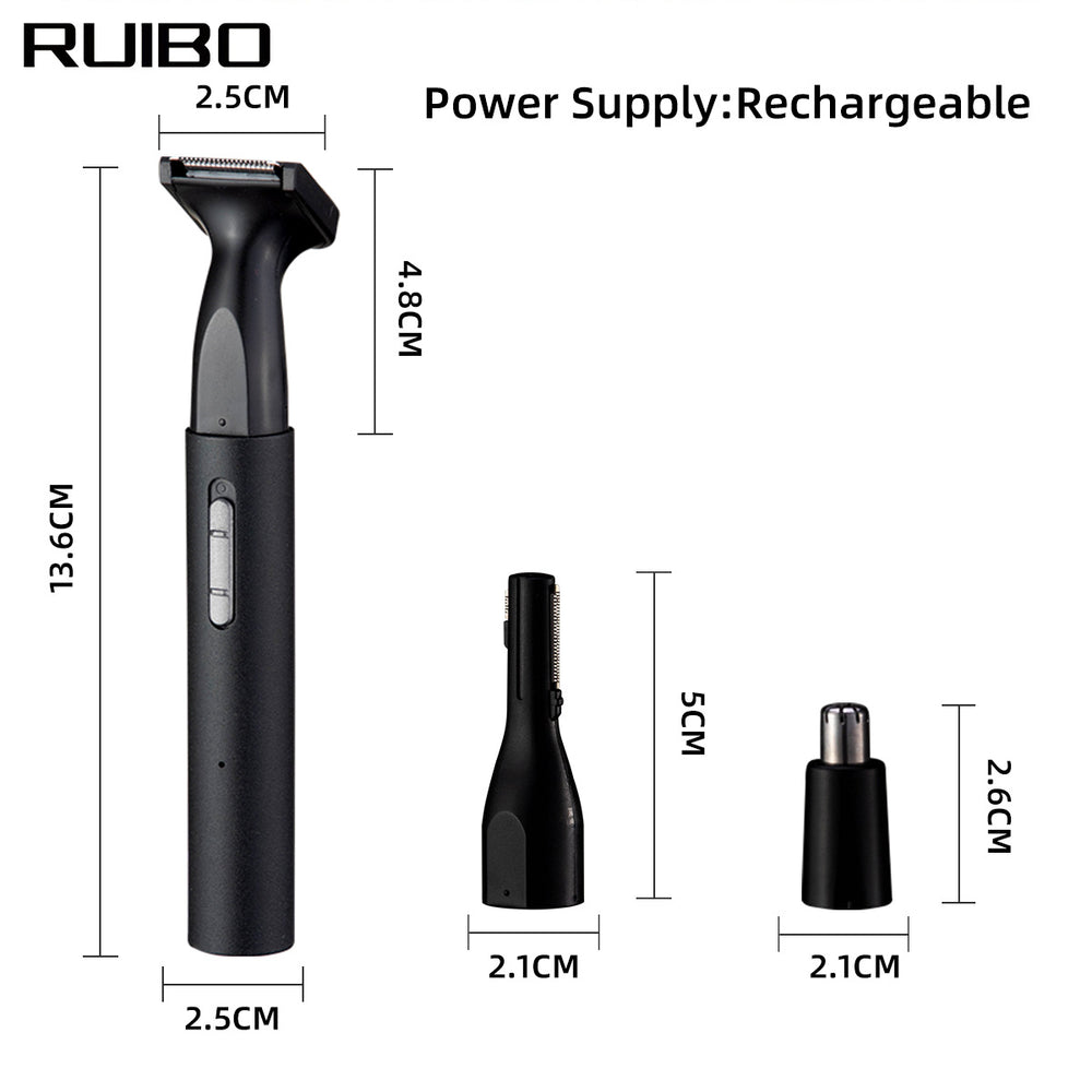 3-in-1 nose hair trimmer, electric shaver, eyebrow razor usb rechargeable men's grooming kit - detachable design