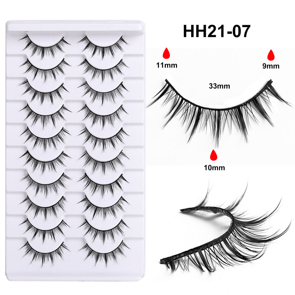 Carefully selected *10 pairs of soft stem and hard stem eyelashes, thick and natural one-piece little devil comic eyelashes glue style