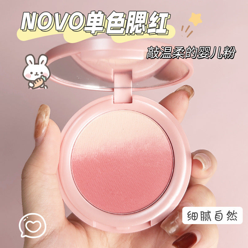 Novo sweet pink gradient blush palette - two-color design for students, enhances complexion, natural contouring, matte & shimmer finishes
