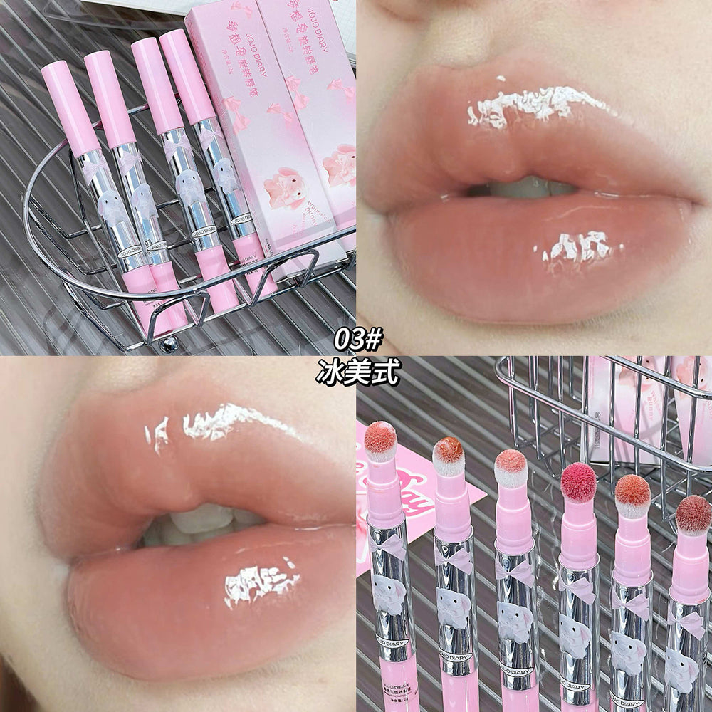 Jojo diary dream rabbit rotating lip pencil - hydrating, shimmering, mirror-like lip glaze - smudge-proof, whitening lipstick