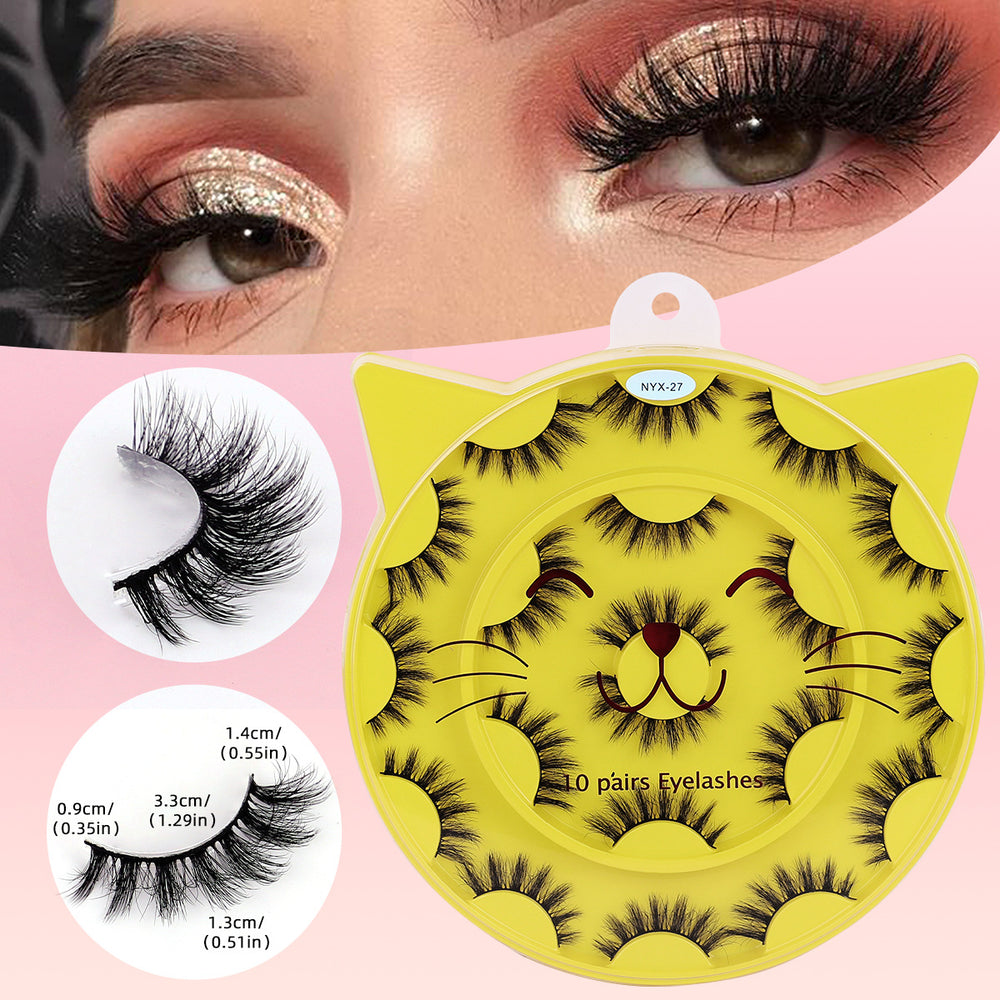 Premium *hard stem false eyelashes - 10 pairs - european & american style - black band - barbie doll/devil eye - dense volume - stage makeup lashes