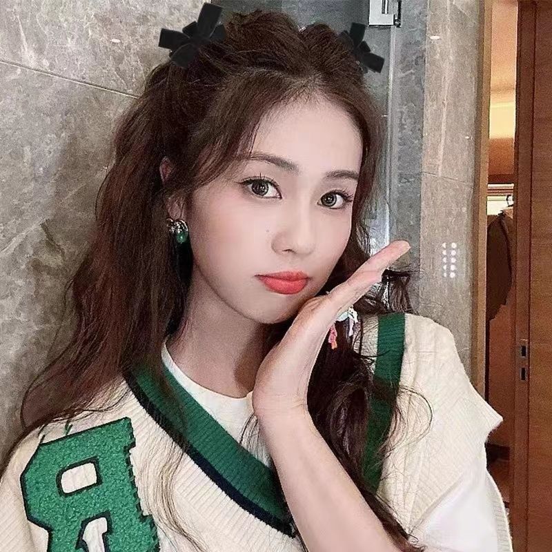 Black velvet bow princess head small clip spring cute bangs hairpin hairpin head fluffy clip hair clip