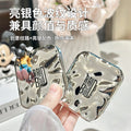Portable led makeup mirror - mini handheld double-sided folding mirror with light, electroplated, for home use