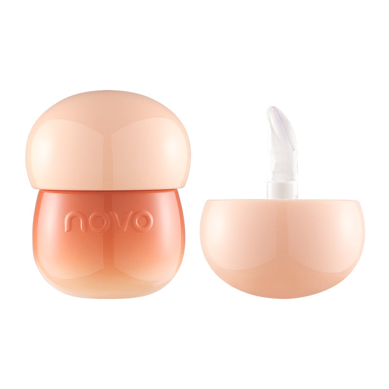 Novo little mushroom milk jar lip jelly lipstick - hydrating, moisturizing, fades lip lines, creates a glassy, mirror-like, dewy lip glaze