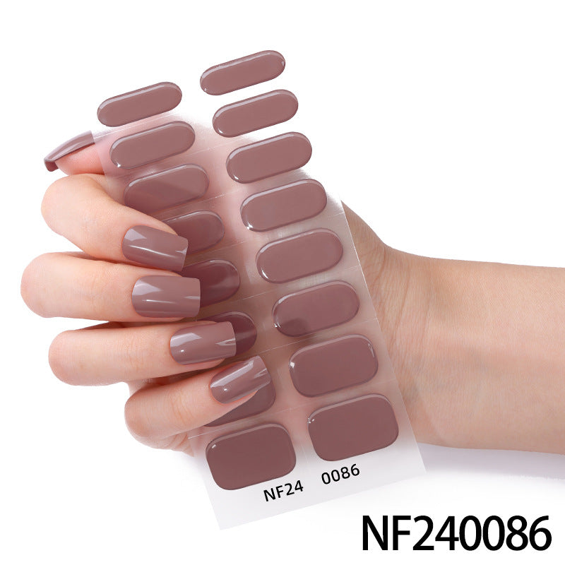 Gel manicure stickers 16 stickers semi-cured phototherapy stickers full stickers semi-baked nail stickers ready-made 5d jewelry ice transparent finished product