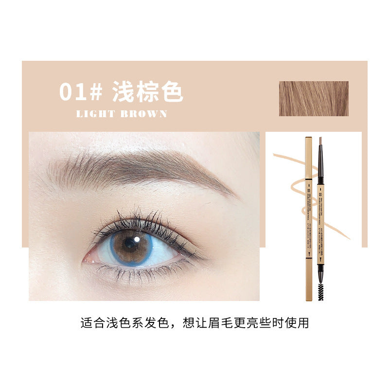 Makeup xixi small golden chopsticks double-ended eyebrow pencil extremely small triangle roots clear wild eyebrows waterproof anti-sweat and non-smudge