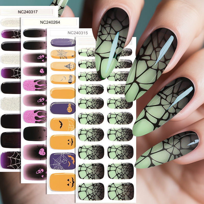 Zhengxiang halloween nail art stickers waterproof uv gel stickers fashion cross-border semi-baked nail stickers customized wholesale cute