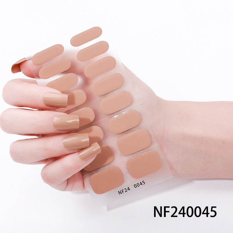 Zhengxiang cross-border fashion pure color gel manicure stickers waterproof flash uv light therapy semi-baked nail stickers full stickers personalized