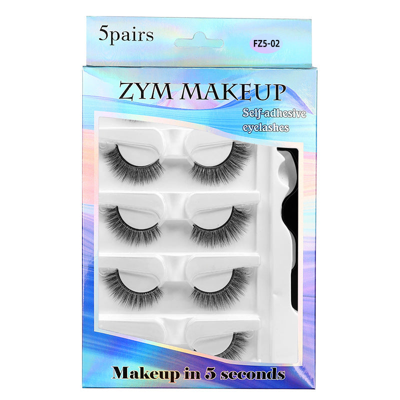 Glue-free self-adhesive false eyelashes for women nature temperature-sensitive black stem self-adhesive one-piece fashion baby straight eyelashes suit
