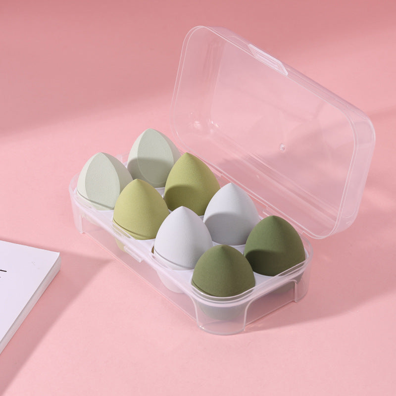Factory direct eggshell makeup sponges - super soft, powder-conserving, boxed puffs for wet & dry application