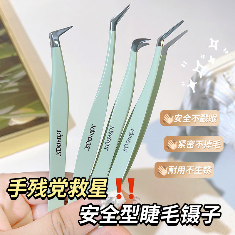 Jonbos false eyelash tweezers - eyelash extension tweezers for beginners - gold feather tip - professional lash technician tool