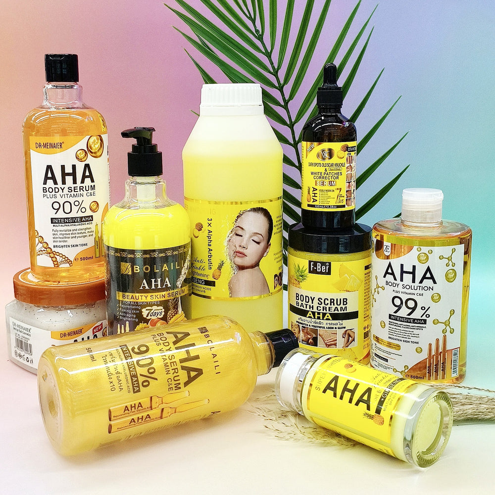 foreign trade aha fruit acid skin care series original liquid bath salt scrub sugar body lotion aha essence wholesale