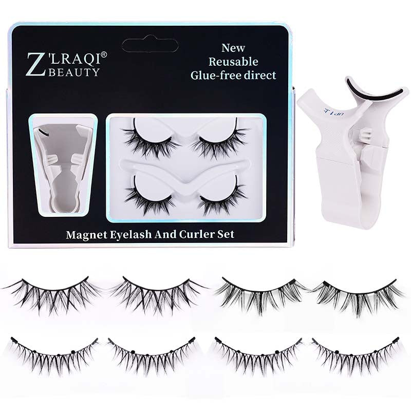 magnetic eyelashes for natural women, 2 pairs of black stem fox eyelashes, magnetic with clip set, european and american hot style