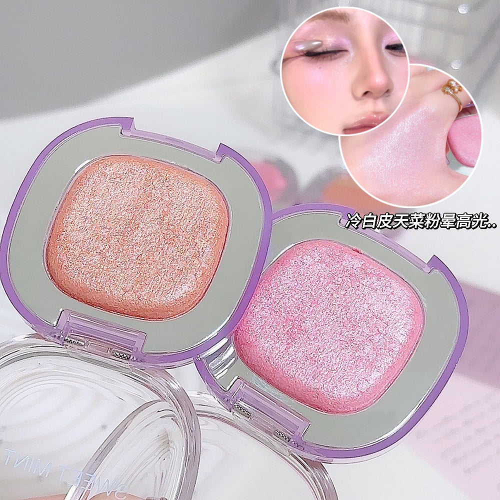 Sweet mint explosive highlight powder clear brightening facial hydrating skin pearlescent stereo eyeshadow silkworm repair palette