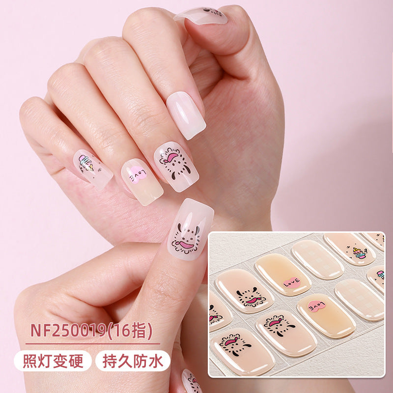 Zhengxiang custom gel nail stickers - waterproof french smudge, sparkle, uv semi-cured nail art stickers, cartoon designs
