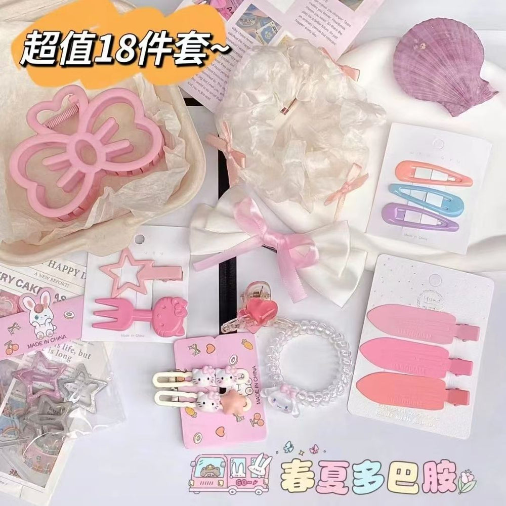 Cute custard bear series hair clip set - sweet & girly bang clips & high-elastic hair ties wholesale