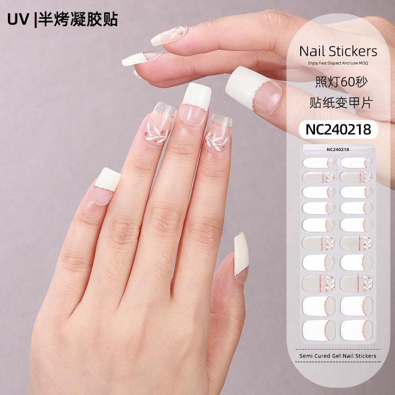 Zhengxiang personalized french gel manicure stickers uv phototherapy semi-cured gel nail stickers gel nail manicure stickers