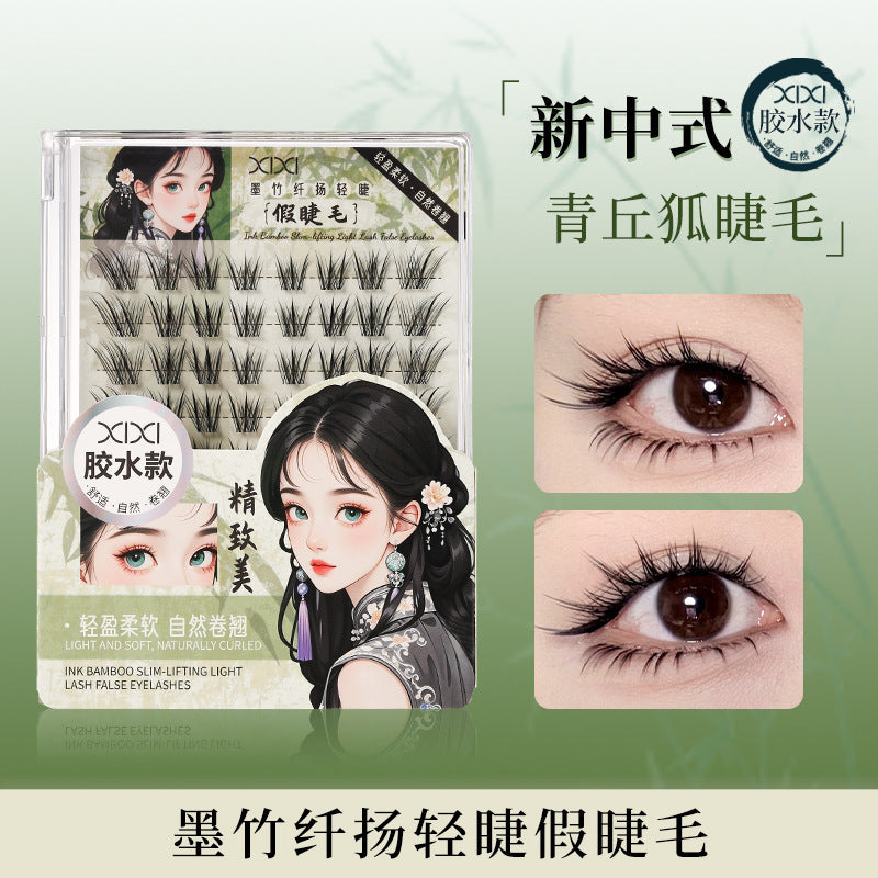 Xixiqingqiuhu self-adhesive glue-free fake eyelashes chinoiserie fox style oblique flying natureartificial single cluster segmented eyelashes