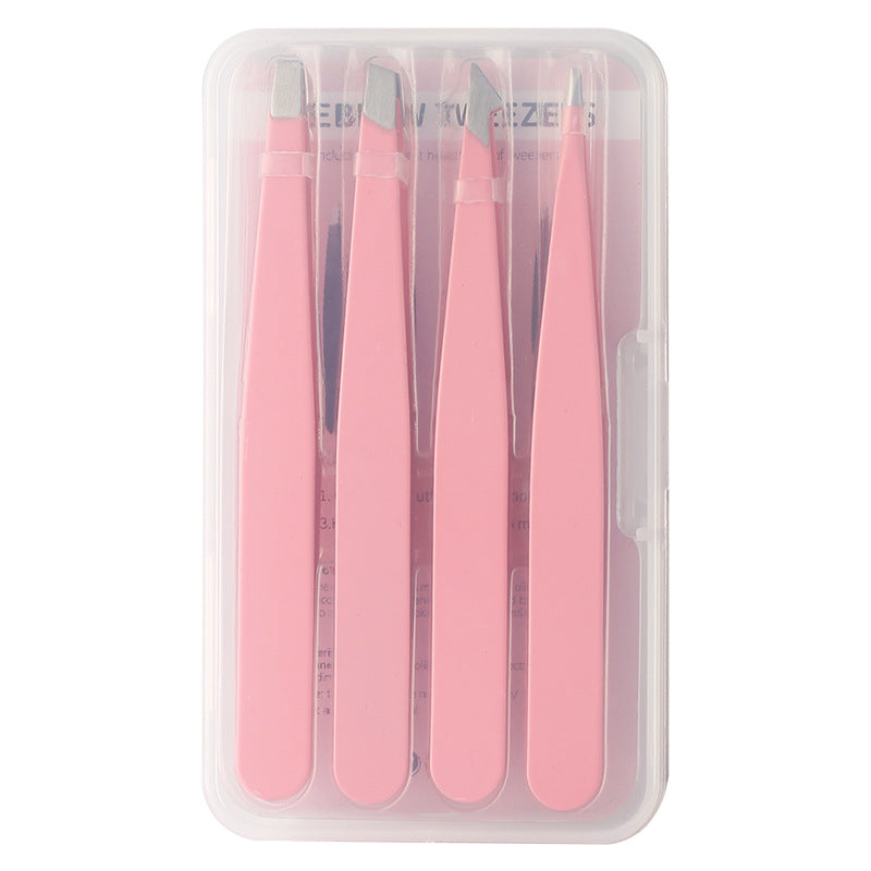 Stainless steel black slant tip tweezers - eyebrow, beard & hair removal tool - wholesale beauty tools
