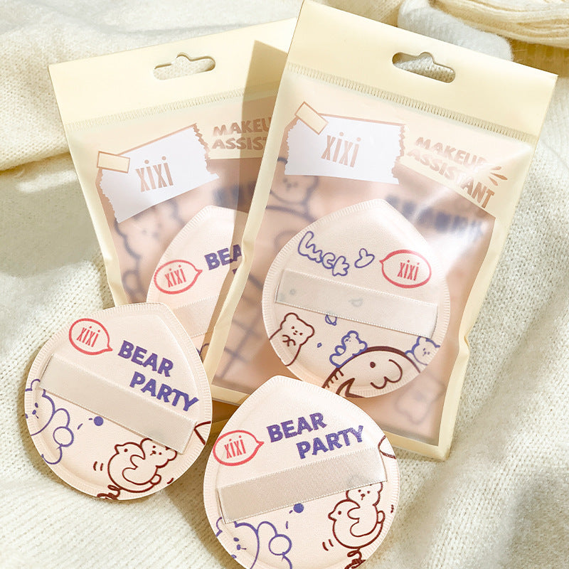 Xixi bear cub milk coffee marshmallow air cushion powder puff wet and dry use soft no powder makeup sponge powder bottom puff