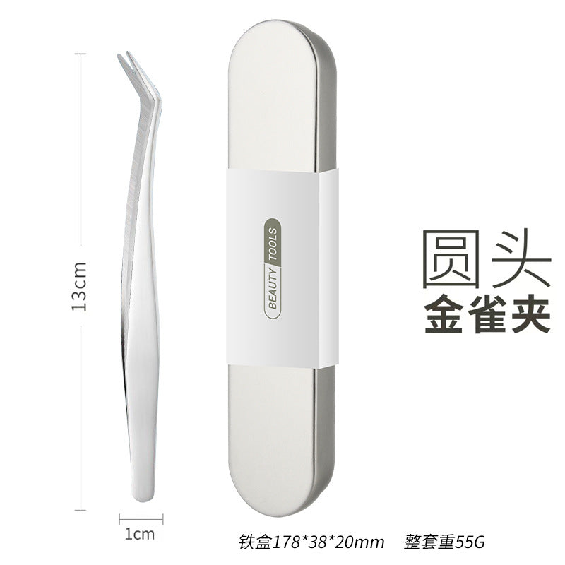 False eyelashes tweezers grafting eyelashes curler round head golden feather eyelashes long golden feather eagle beak tweezers flowering tools wholesale