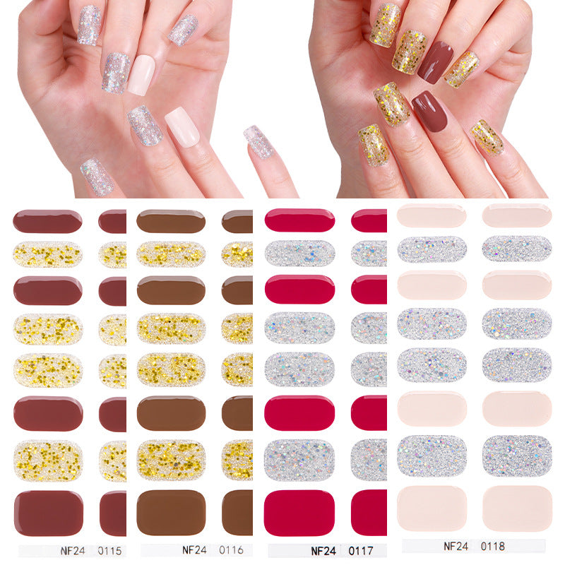 Zhengxiang personalized gel manicure stickers onion powder jumping color nail polish film korean uv photo lamp hardening semi-cured nail stickers