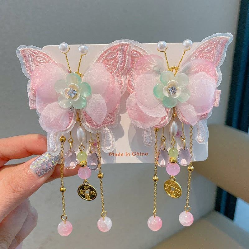 Ancient style hair accessories kidshan dynasty headwear girl ribbon hairpin chinese style costume little girl tassel step shake hairpin