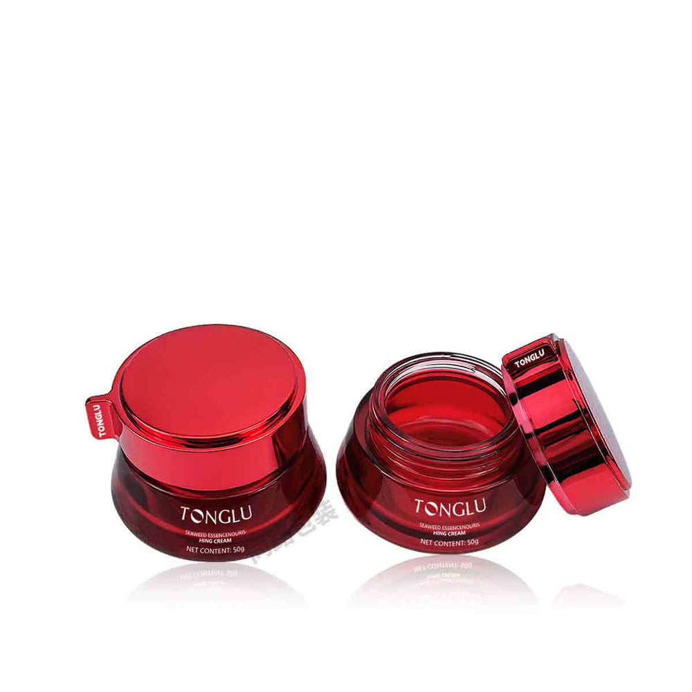 Ready-to-ship skincare decanting bottles and packaging materials, custom red face cream glass jars, 50g skincare cream jars, direct from the manufacturer