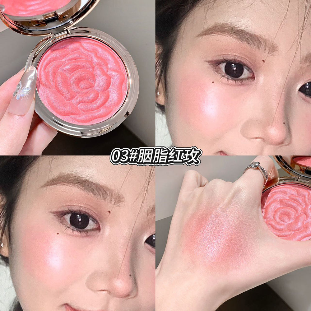 Kakashow embossed rose blush - vibrant, shimmering, nude makeup palette for highlighting and contouring